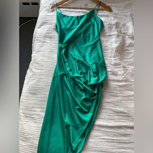 Eva Twisted Slit Dress- Green